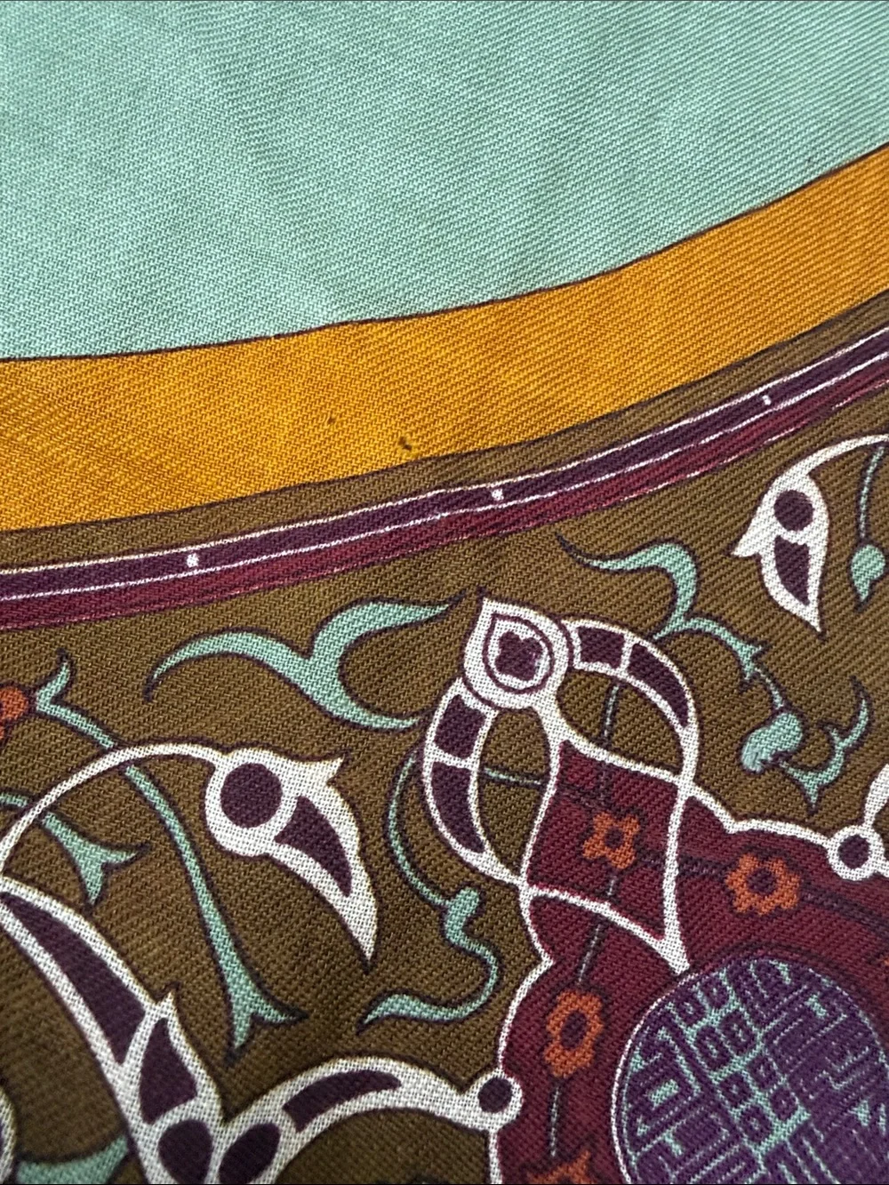 Vintage Anne Klein Wool Scarf in Sage, Rust & Mustard